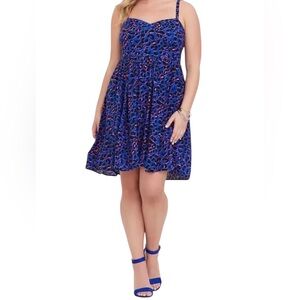 Torrid Mini Challis high-low leopard print skater dress Sz torrid 5 (30-32)